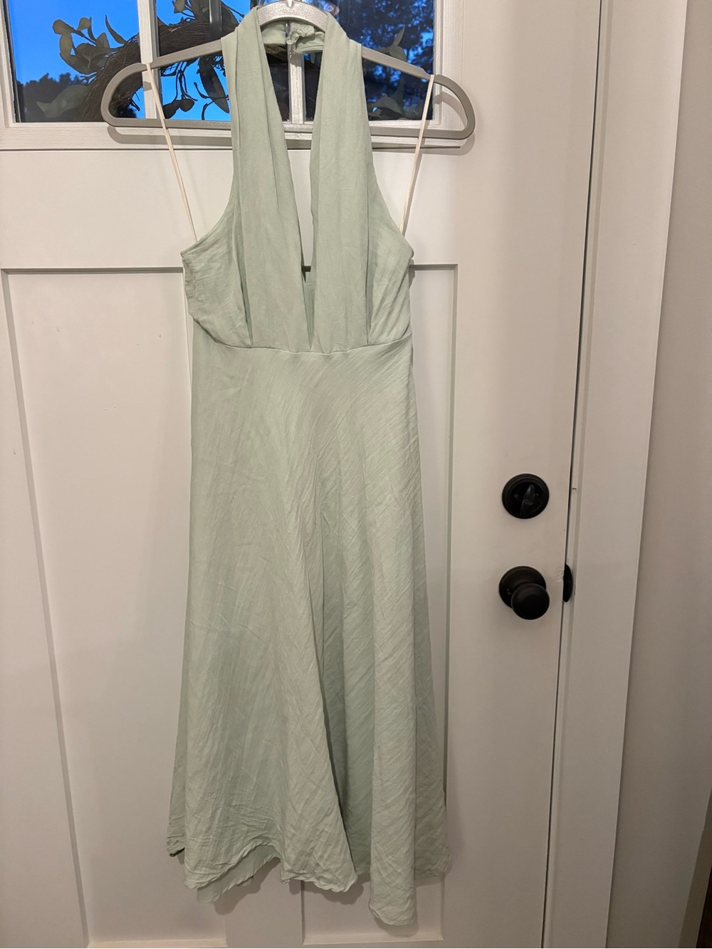 Halter V-Neck Midi Dress in Pale Mint